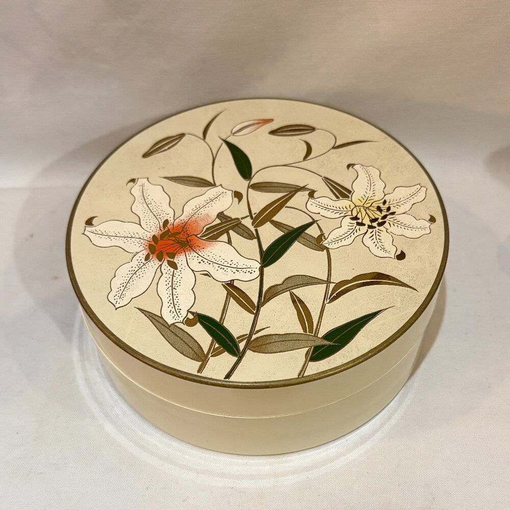 Vintage Otagiri Japan Set of 6 Plastic Coaster With Container Box Lily EUC